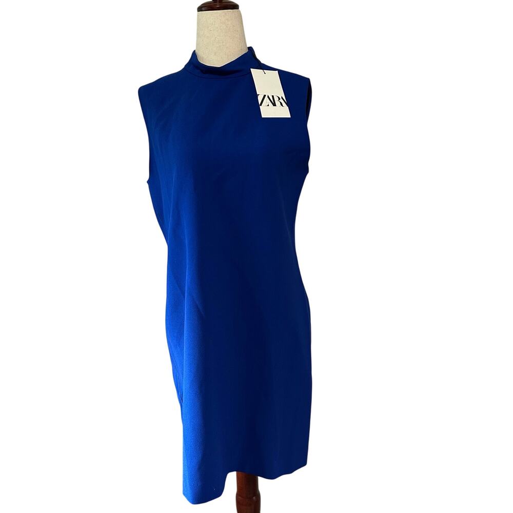ZARA Women's ZW Collection Sleeveless Short Dress Size M In Bluish - Picture 1 of 14